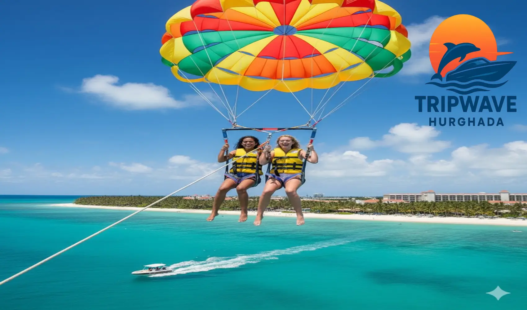 Fly high above the Red Sea with parasailing – enjoy breathtaking views and pure freedom in the skies over Hurghada.
